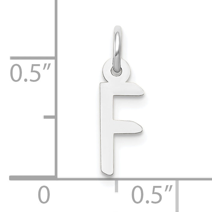 10k White Gold Small Slanted Block Initial F Char