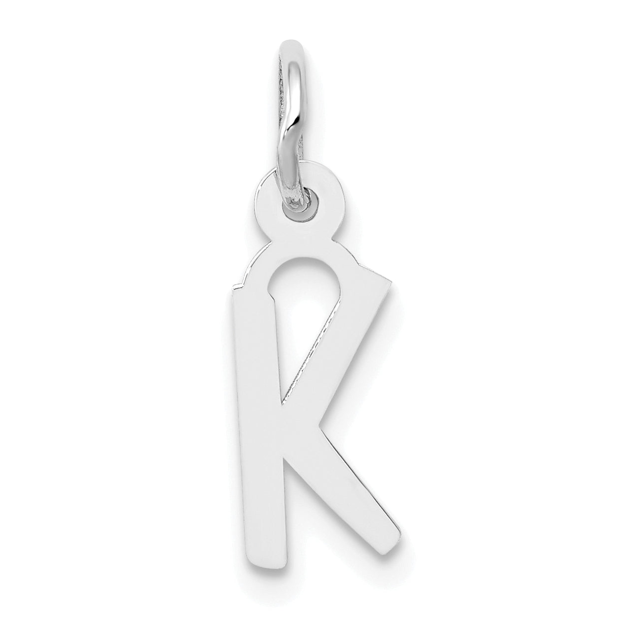 10k White Gold Small Slanted Block Initial K Char