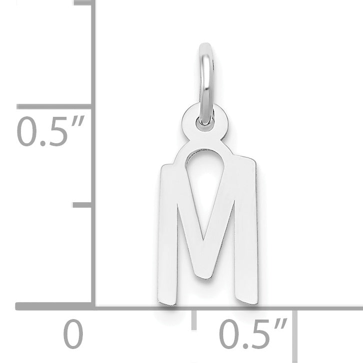 10k White Gold Small Slanted Block Initial M Char