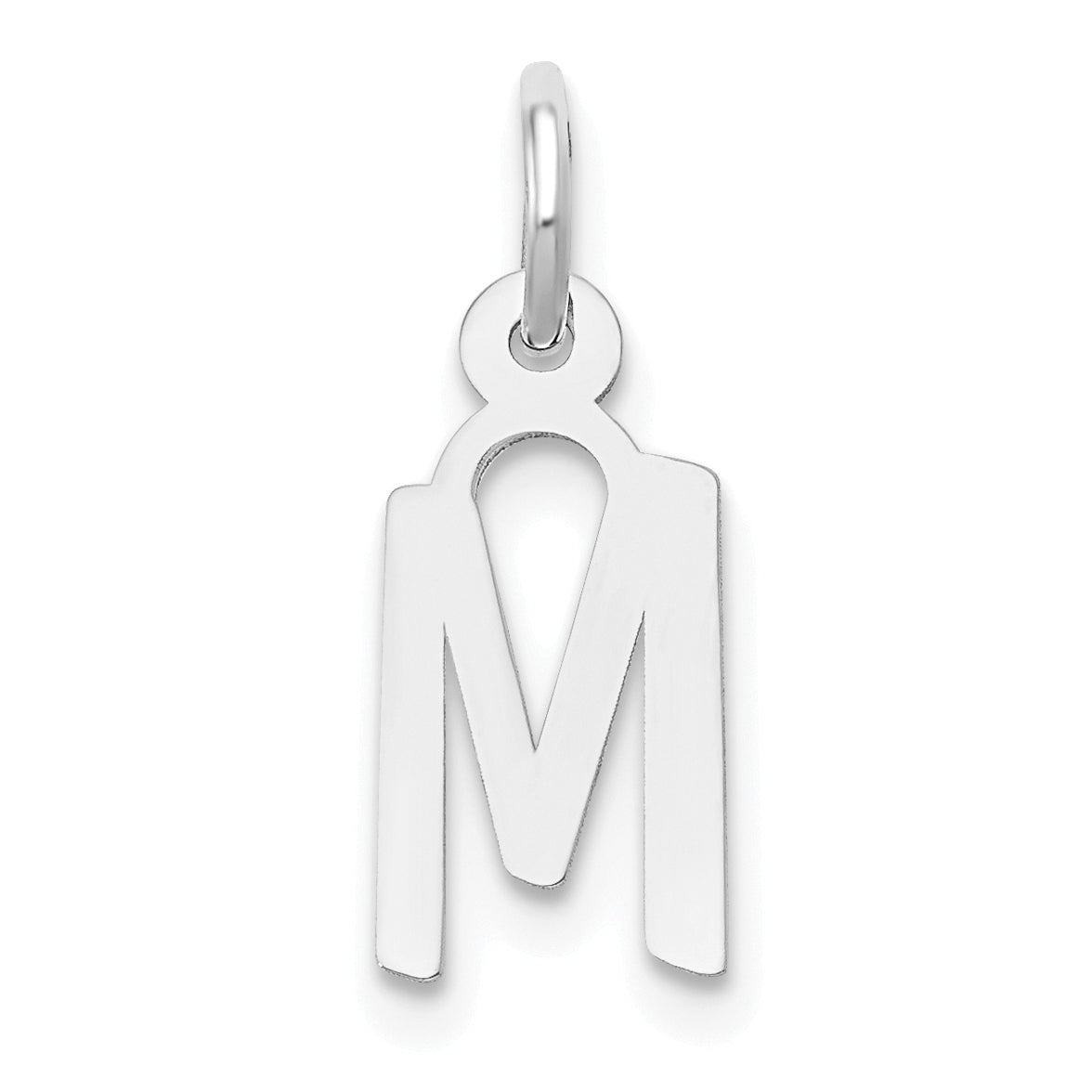 10k White Gold Small Slanted Block Initial M Char