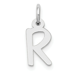 10k White Gold Small Slanted Block Initial R Char