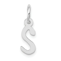 10k White Gold Small Slanted Block Initial S Char