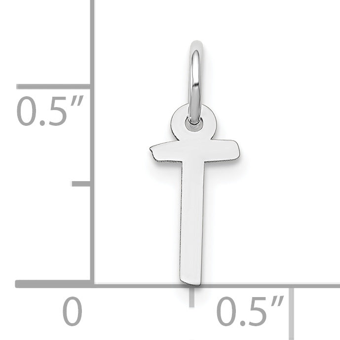 10k White Gold Small Slanted Block Initial T Char