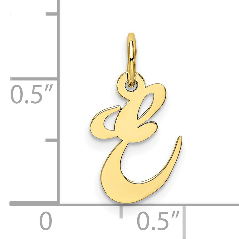 10K Small Fancy Script Initial E Charm