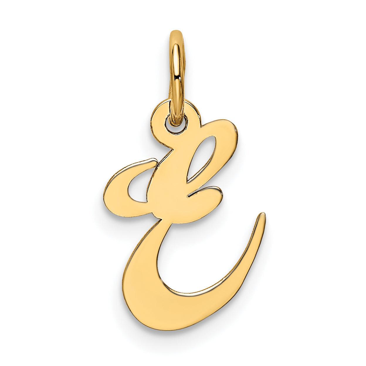 10K Small Fancy Script Initial E Charm