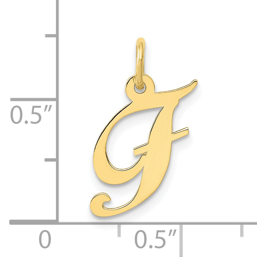 10K Small Fancy Script Initial F Charm