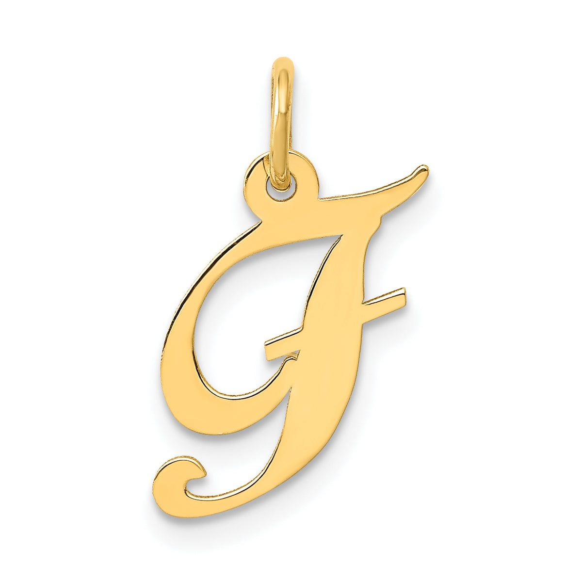 10K Small Fancy Script Initial F Charm