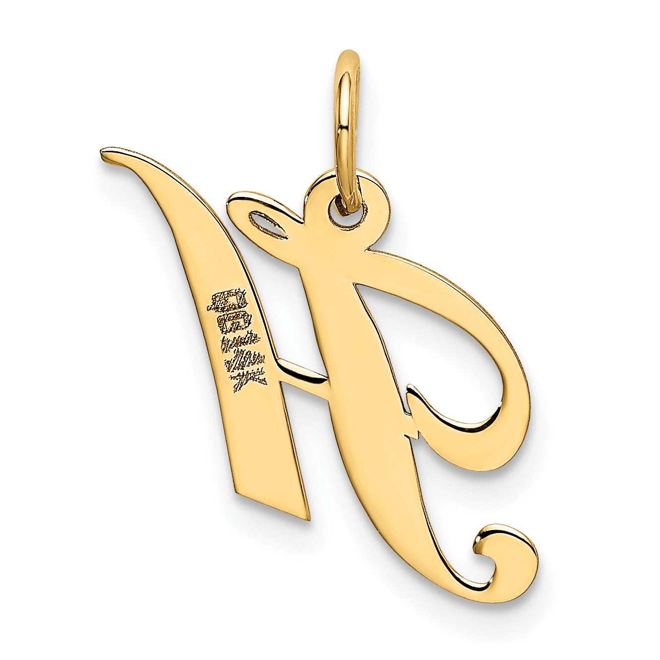 10K Small Fancy Script Initial H Charm