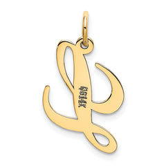 10K Small Fancy Script Initial L Charm