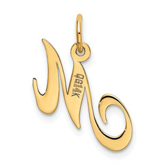 10K Small Fancy Script Initial M Charm