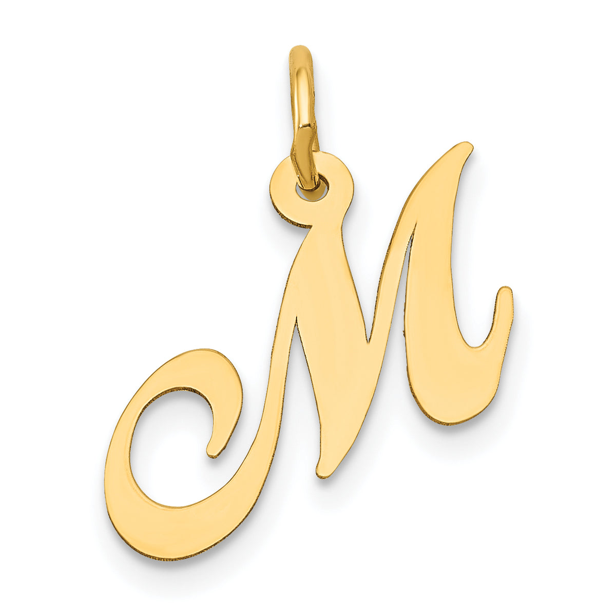 10K Small Fancy Script Initial M Charm