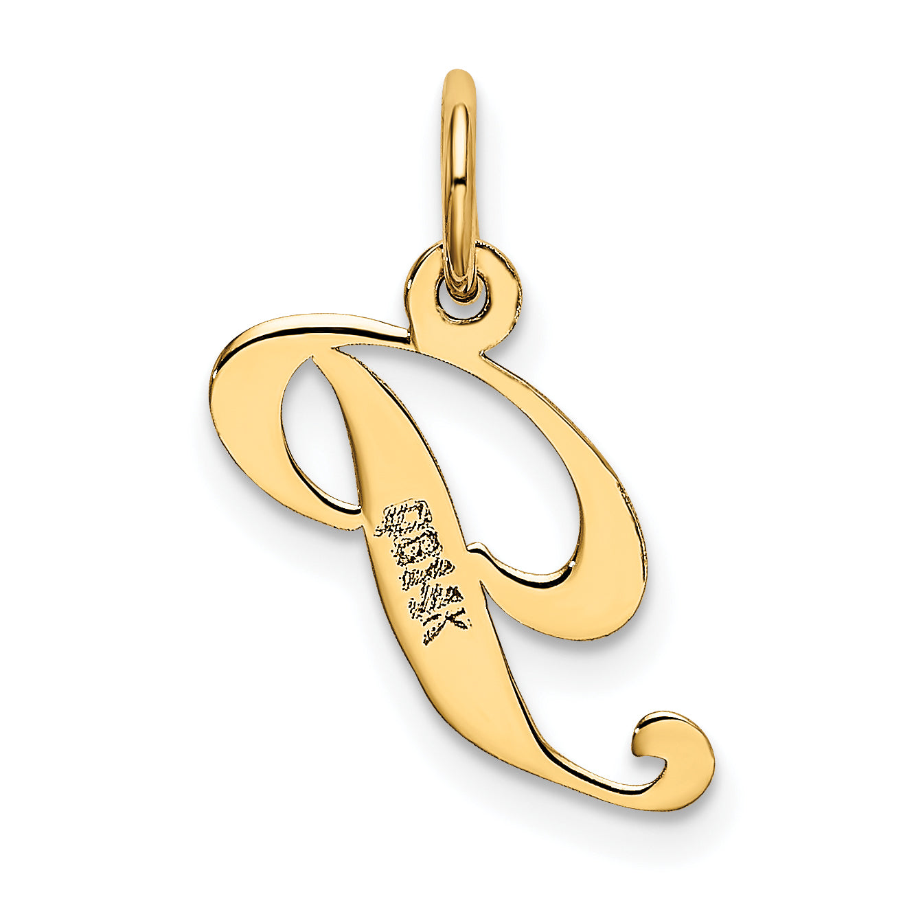 10K Small Fancy Script Initial P Charm