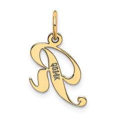 10K Small Fancy Script Initial R Charm