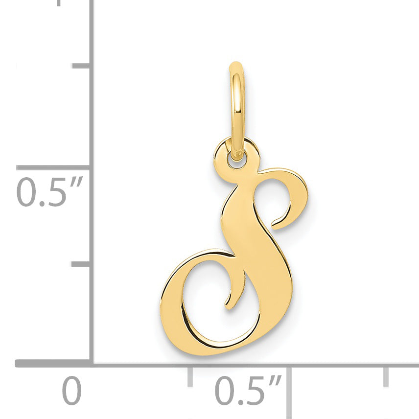 10K Small Fancy Script Initial S Charm