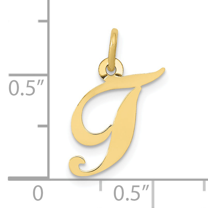 10K Small Fancy Script Initial T Charm