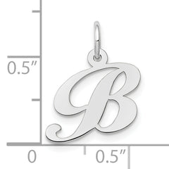 10k White Gold Small Fancy Script Initial B Charm