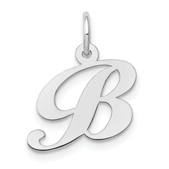 10k White Gold Small Fancy Script Initial B Charm