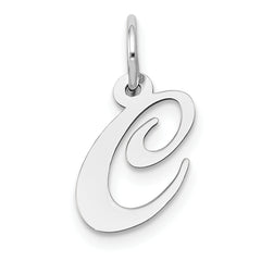 10k White Gold Small Fancy Script Initial C Charm