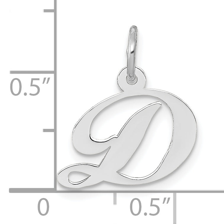 10k White Gold Small Fancy Script Initial D Charm