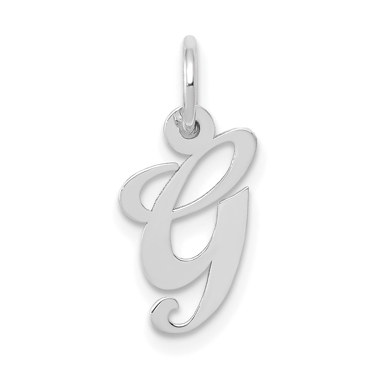 10k White Gold Small Fancy Script Initial G Charm