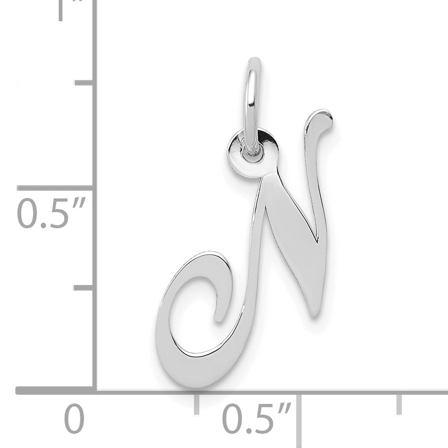 10k White Gold Small Fancy Script Initial N Charm