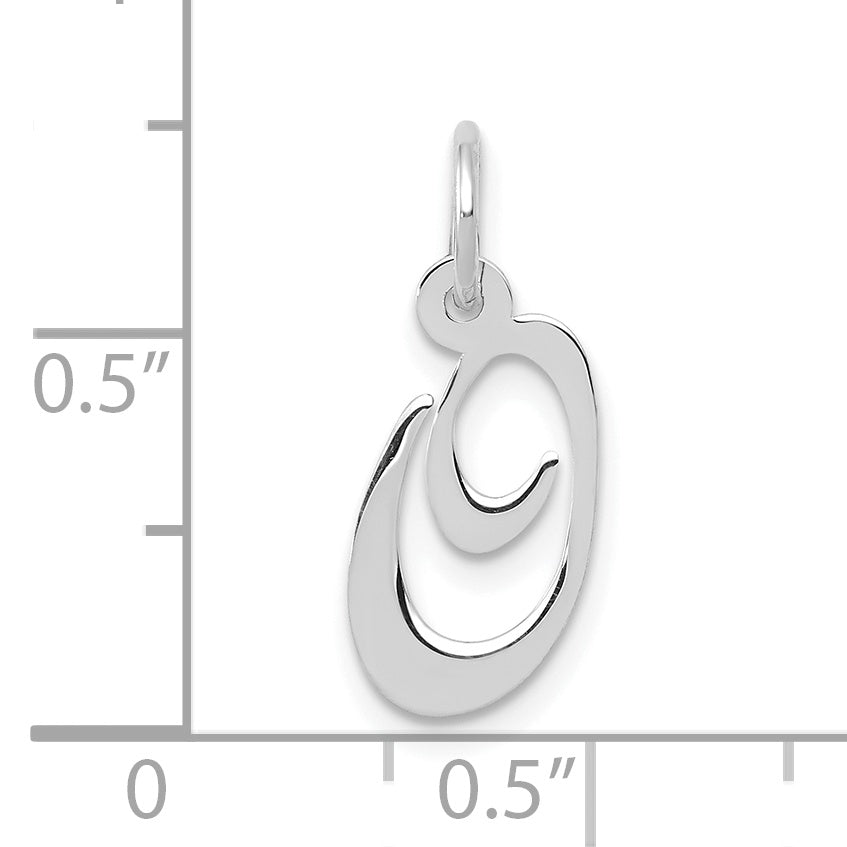 10k White Gold Small Fancy Script Initial O Charm