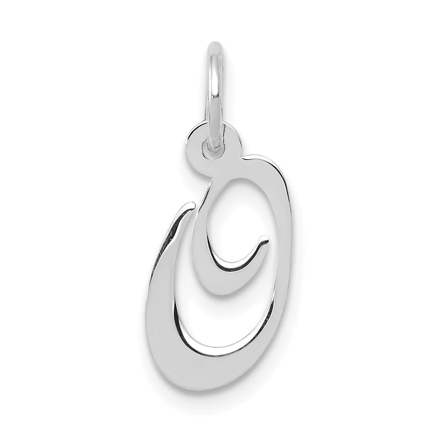 10k White Gold Small Fancy Script Initial O Charm