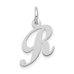 10k White Gold Small Fancy Script Initial R Charm