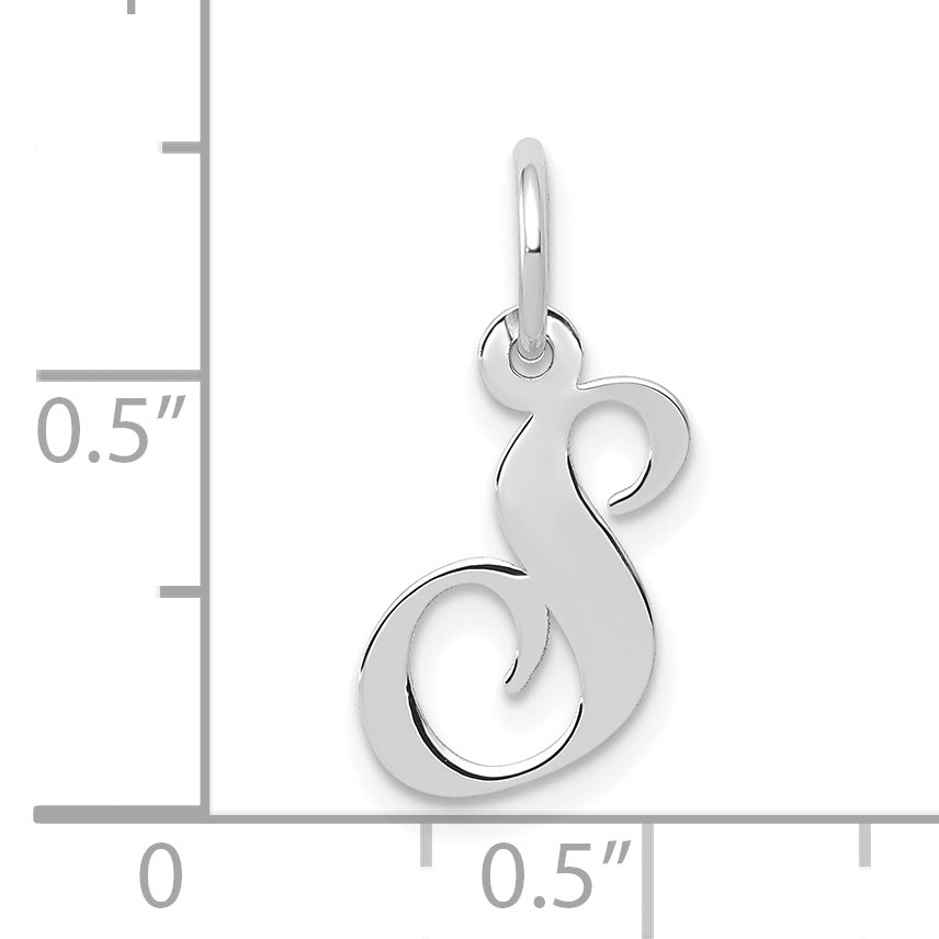 10k White Gold Small Fancy Script Initial S Charm