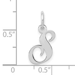 10k White Gold Small Fancy Script Initial S Charm