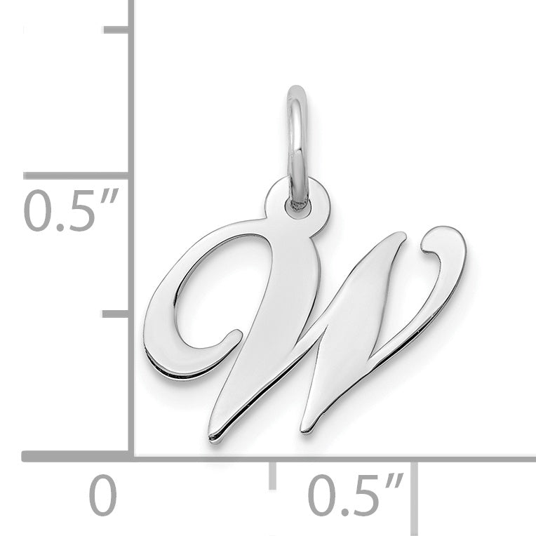 10k White Gold Small Fancy Script Initial W Charm