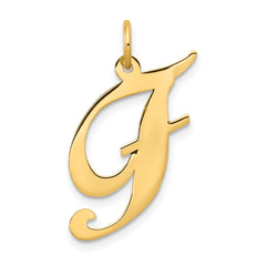 10k Large Fancy Script Letter F Initial Charm