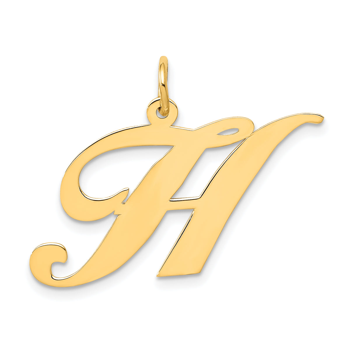 10k Large Fancy Script Letter H Initial Charm