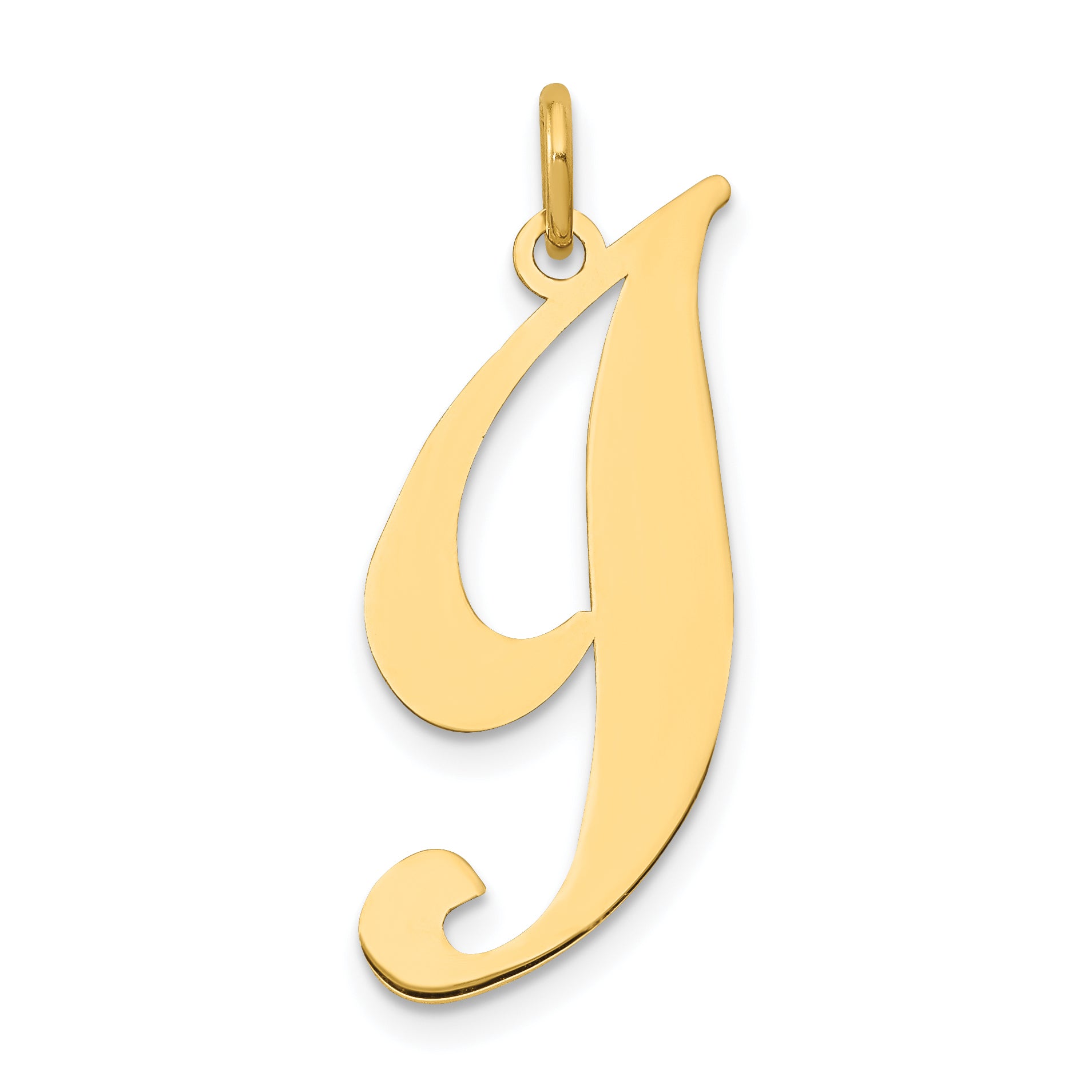 10k Large Fancy Script Letter I Initial Charm