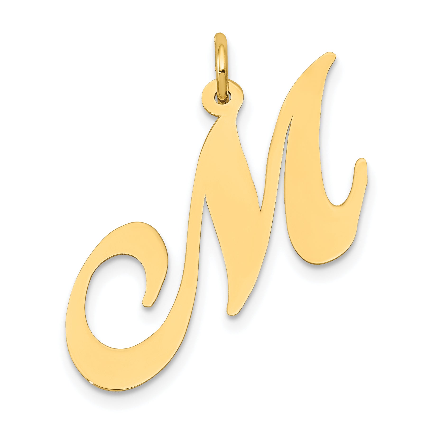 10k Large Fancy Script Letter M Initial Charm