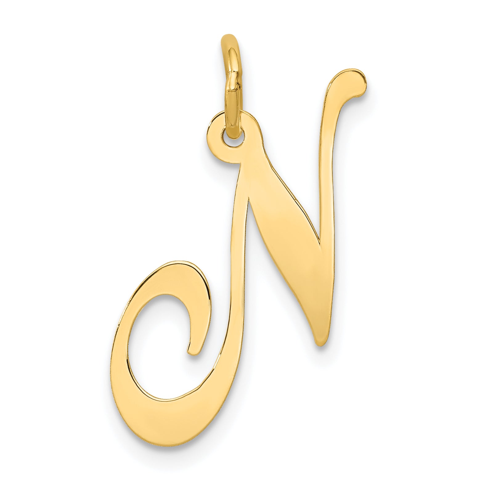 10k Large Fancy Script Letter N Initial Charm