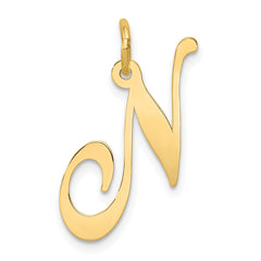 10k Large Fancy Script Letter N Initial Charm