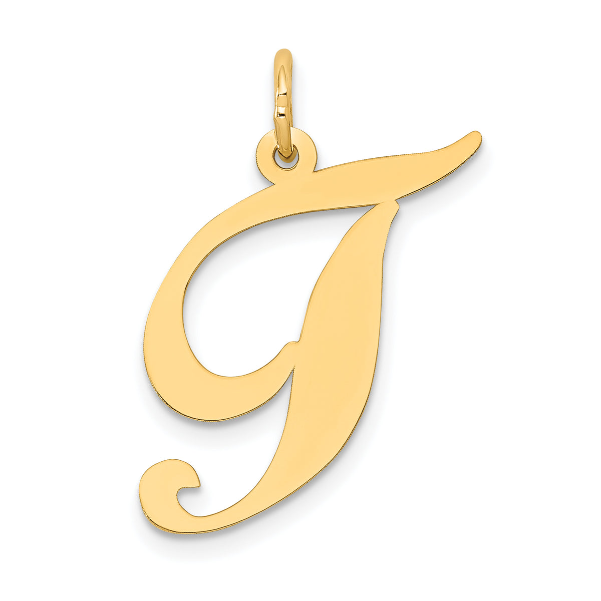 10k Large Fancy Script Letter T Initial Charm