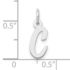 10k White Gold Small Script Initial C Charm