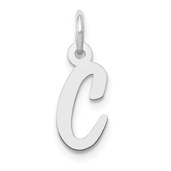 10k White Gold Small Script Initial C Charm