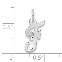 10k White Gold Small Script Initial F Charm