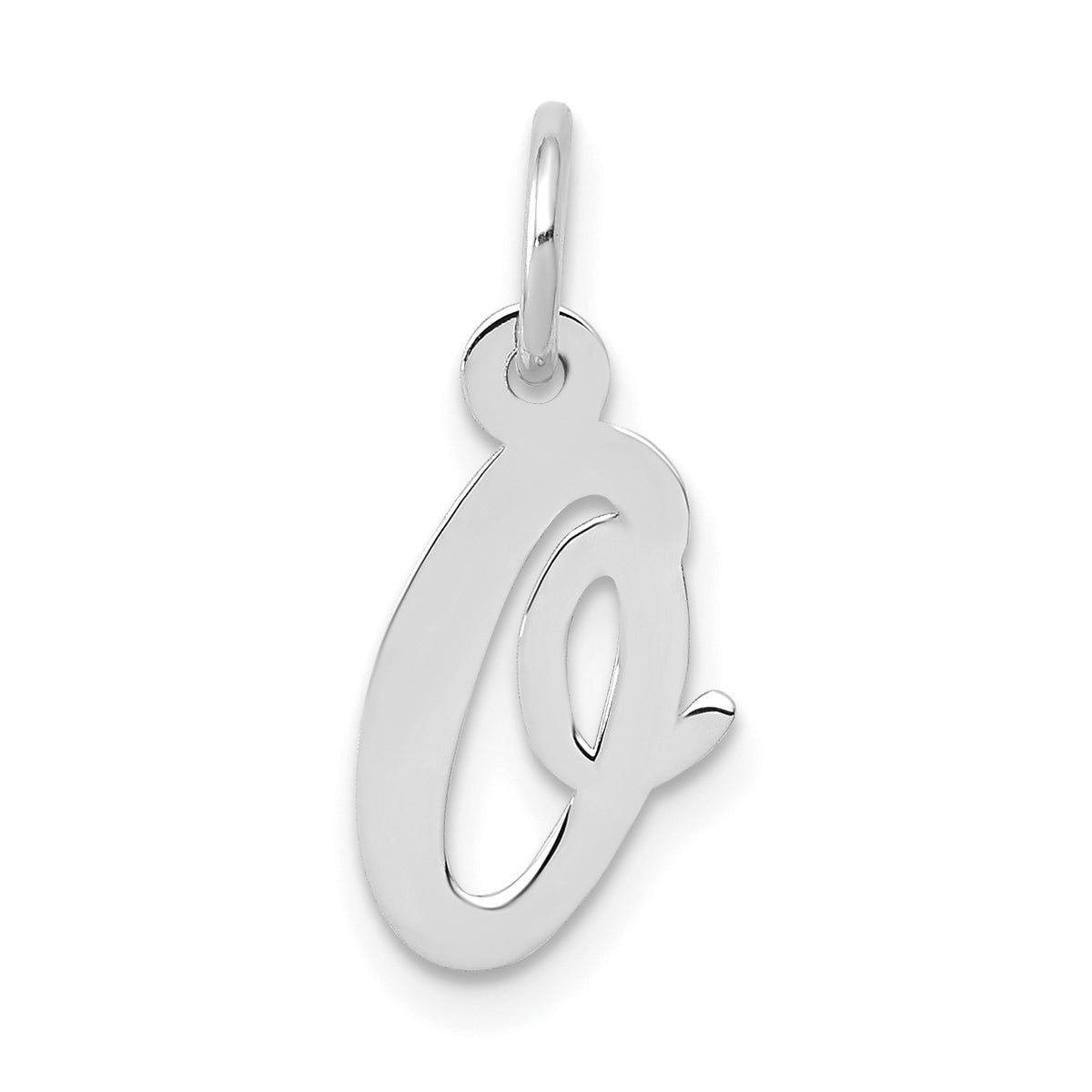 10k White Gold Small Script Initial O Charm