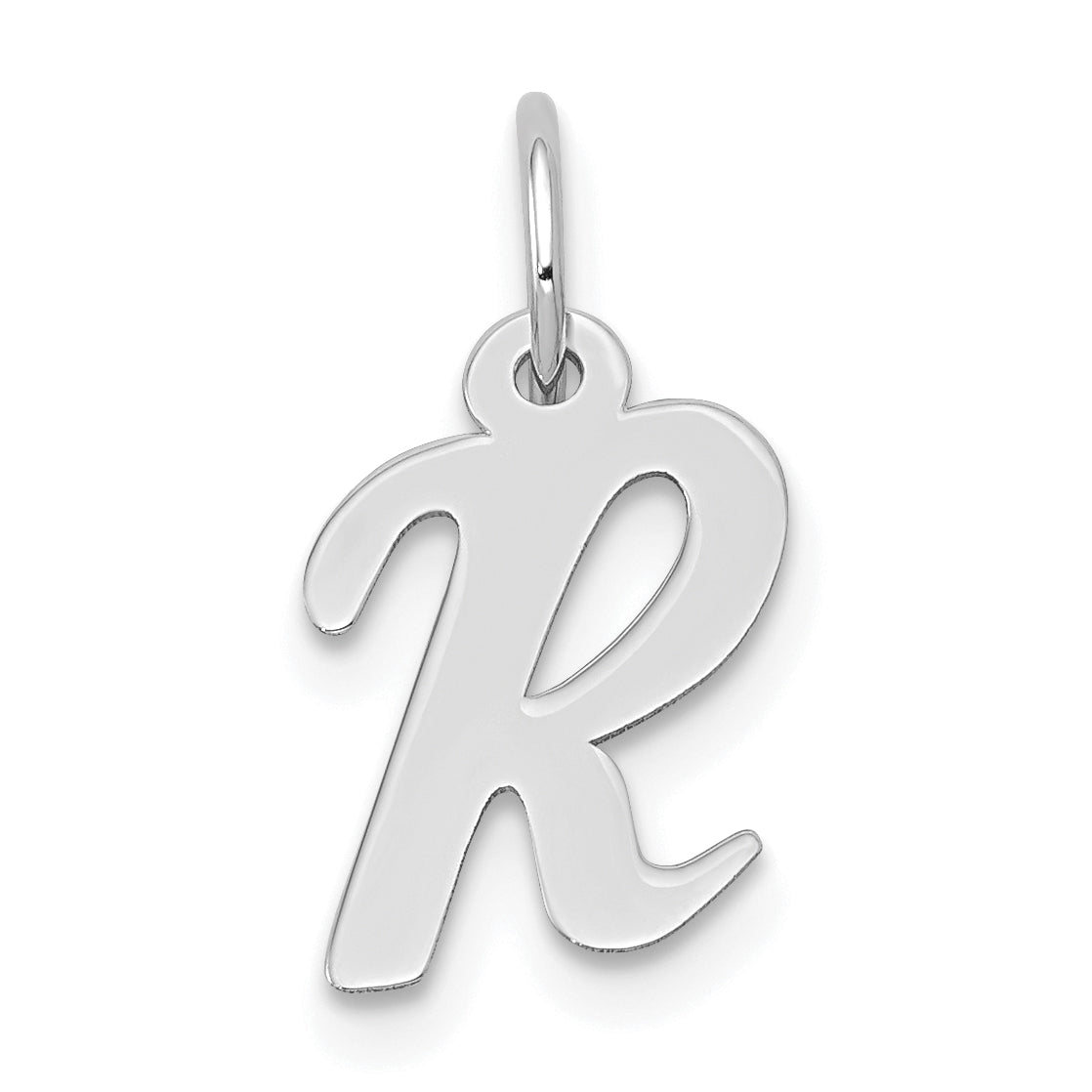 10k White Gold Small Script Initial R Charm