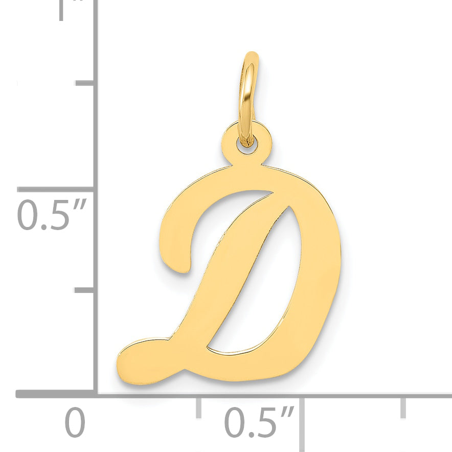 10K Medium Script Letter D Initial Charm