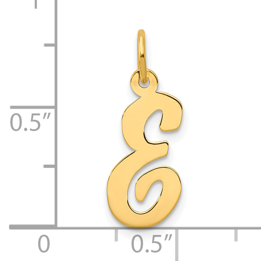 10K Medium Script Letter E Initial Charm