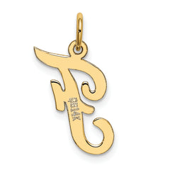 10K Medium Script Letter F Initial Charm