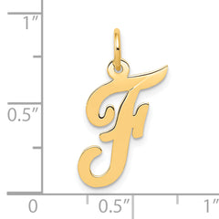 10K Medium Script Letter F Initial Charm