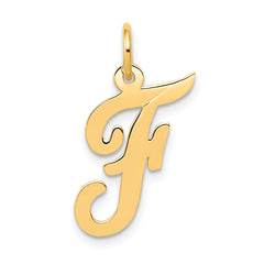 10K Medium Script Letter F Initial Charm