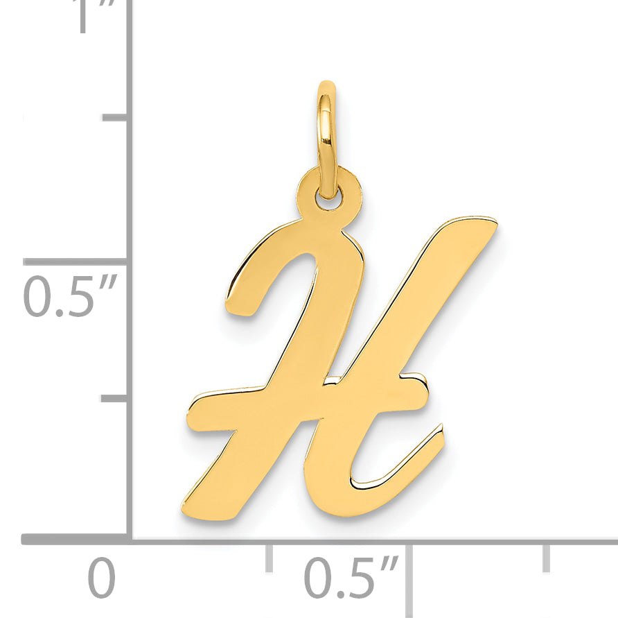 10K Medium Script Letter H Initial Charm