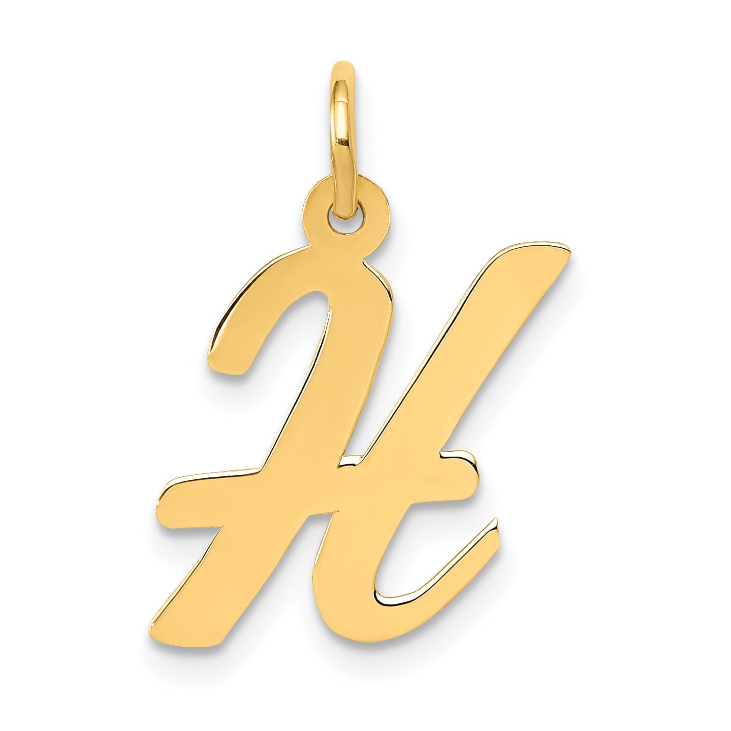 10K Medium Script Letter H Initial Charm